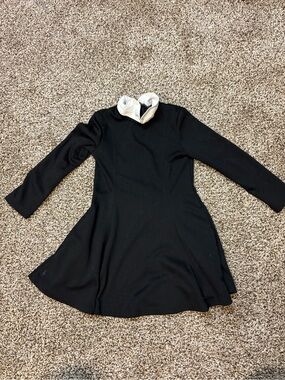 Polo Ralph Lauren Girls' Black Long-Sleeve Dress with White Collar